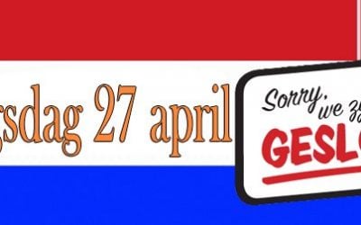 Op Koningsdag zijn we dicht